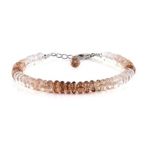 InfinityGemsArt Imperial Topaz Gemstone Bracelet Full Beads Dainty Jewelry For Women Natural Shaded November Birthstone Healing Minimalist Stones 925 Sterling Silver Chain 8 inch Premium Gifts For Her