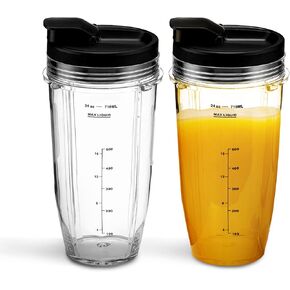24oz Replacement Cup with Sip and Seal Lid for Nutri Ninja Blender BL642 BL450 BL456 BL480 BL482 BL640 BL682 BN401 BN751 BN801 Foodi SS401 SS101 SS351 SS151 Ninja Blender Auto IQ Blade (2-Pack)