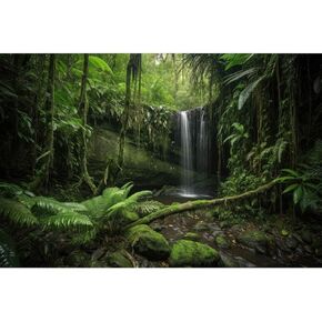 Jungle Aquarium Background Majestic Waterfall Cascading into Lush Rainforest Terrarium Background Stream Rock Tropical Plants Reptile Habitat Background Fish Tank Decor Vinyl 24x16in