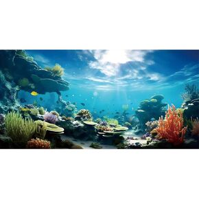 AWERT 48x18 inches Ocean Floor Aquatic Plants Aquarium Background Undersea Coral Aquarium Background Polyester Sunlight Underwater Fish Tank Background
