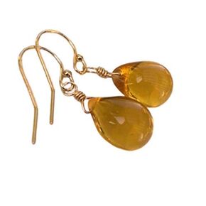 Golden Honey Amber Wire Wrapped Glass Drop Earrings, Elegant Gift for Graduation, Graduate, Birthdays, Weddings, Women, Her, Mom, Wife, Mothers Day, Brides, Bridesmaids
