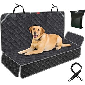 Dog Car Seat Cover Pet Backseat Cover Bench Rear Seat Cover for Dogs Back Seat Protector Universal Fit Waterproof Nonslip Compatible for Central Armrest ISOFIX LATCH Seats of Cars SUVs Trucks
