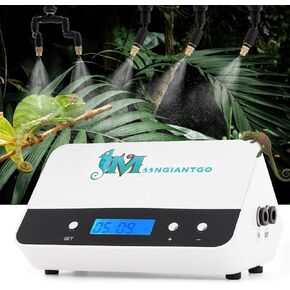 Moongiantgo Reptile Humidifier with Timing Function - Misting System with 3 Single Nozzles & 1 Double Nozzle - Easy to Set Spraying Duration & Interval - Reptile Mister for Lizard Chameleon Snake Frog