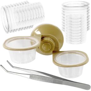 Gecko Feeding Ledge, Gecko Feeder Ledge Suction Cup Feeder for Small Reptiles, with 20 Pack 1 oz Gecko Feeder Cups and 1 Feeding Tong