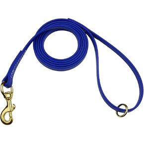 Biothane Waterproof All Weather Dog Leash with Solid Brass Hardware - Blue - 5/8" x 6'