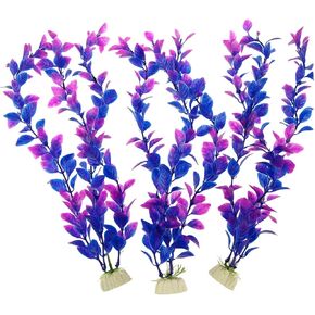 CNZ Aquarium Decor Fish Tank Decoration Ornament Artificial Plastic Plant Green (12-inch Purple, 3pcs)
