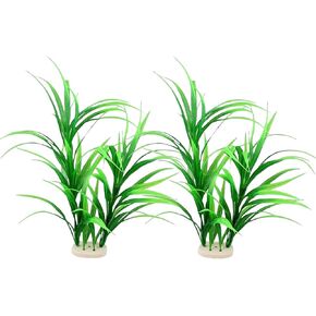 Pack of 2 Tall Plastic Aquarium Plants Large Fake Fish Tank Plants Artificial Pond Plants Large Aquarium Decor (Purple Leaves 6522)