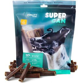 SUPER CAN BULLYSTICKS 6" Gullet Sticks (25 count) - 100% Natural Beef Esophagus Dog Jerky Treats for Small-Medium Dogs Easily Digestible Dog Chews