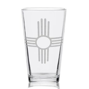NEW MEXICO EMBLEM Engraved Pint Glass | 16oz Rim Tempered | Zia Symbol Southwest Flag | Great Gift Idea!