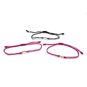 Set of 3 Back to School Mother and Two Daughters Matching Heart Bracelets