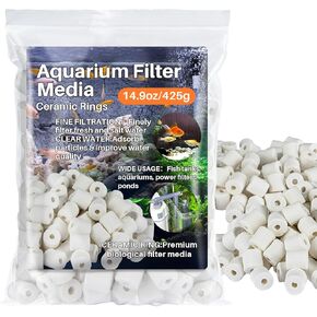 Sukh Pond Filter Media - Aquarium Filter Media 425g Filter Media Ceramic Rings for Aquarium Filter for Pond Fish Tank Canister Filter