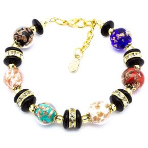 Authentic Murano Glass Bracelet Handmade In Italy Aventurine Glass Beads Hand Blown Glass