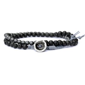 ﻿Adjustable Wrap Natural Stone Beaded Bracelet Women & Men - Handmade & Waterproof - Beach Jewelry with Lava and Hematite Bead - Birthday Gift for Him (Lava/Hematite,