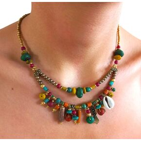 ethnic turkish necklace Multi strands necklace Boho beaded necklace Gypsy style jewelry Gift for her