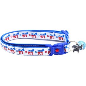 American Political Party Cat Collar with Bell & Charm | Safety Breakaway Collar | Adjustable Large Size or Kitten Collar… (Republican, Small(10lbs & Less))