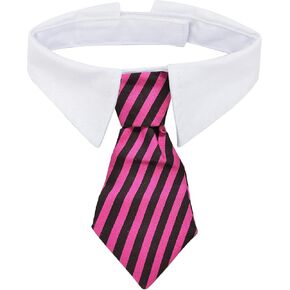 Lysa Pets Bowtie - Adjustable Formal Stripe Pet Bowtie Collar Neck Tie for Dogs & Cats (Small, Rose Red & Black)