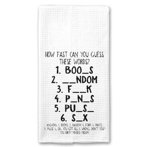 Dirty Minded, Cuss Words, Profanity, Funny Kitchen Tea Bar Towel Gift for Women