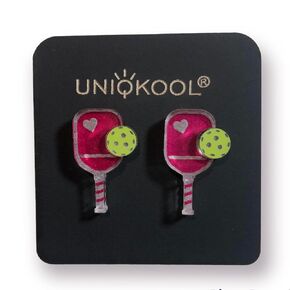 Pickleball Earrings, Handcrafted Studs (LIGHT BLUE)