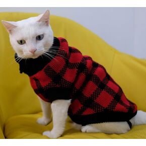 Turtleneck Dog Argyle Sweater for Small Dogs Cat