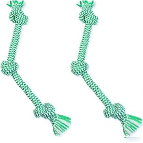 Mammoth Flossy Chews Extra Fresh 3 Knot Tug - Premium Cotton-Poly Yarn with Dental Floss Tug Toy for Dogs - Interactive Dog Rope Toy 20" - 2 Pack