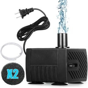 Submersible Pump 53GPH(200L/H) Fountain Pump Accessories kit, The Machine Parts of Neptonion Reptile Water Feeder, Includes 2.5W Aquarium Pump, 2 Carbon Foam and a Water Pipe
