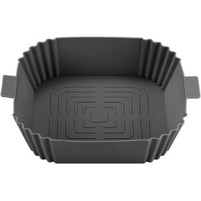Air Fryer Silicone Liners - Square Shape Air Fryer Baskets 7.7 inches wide - Fit for all 4 to 7 qt size Air Fryers - Lightweight Heat Resistant and Easy to Clean Reusable Pots Inserts (Dark Grey, 1)
