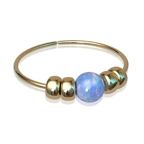 Tiny Nose Ring Hoop With Pink Opal - 24 Gauge Beaded Nose Hoop 14k Gold Filled - Hypoallergenic Nose Jewelry