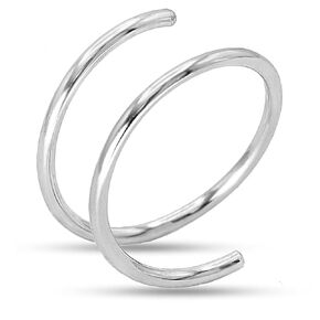 Double Nose Ring Hoop for Single Piercing, 14k Gold Filled or Sterling Silver Spiral Twist Nose Hoop for Women Men (Silver -20g, Right Side-8mm)
