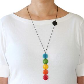 Tagua Nut Necklace Multicolor Coins Handmade Fair Trade, Lightweight by Florama Natural Jewelry