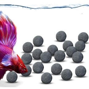 JOR Betta Calcium-rich Energy Balls, Water Conditioner Gray Beads for Crystal Clear Water, Vibrant Energetic Fish, Stabilizes pH, Aquarium Tank Decor, 20 pcs