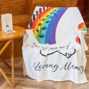 Rainbow Bridge Pet Memorial Gifts, Bereavement Gift for Loss of Dog or Cat, Soft Pet Loss Blanket ＆ Rainbow Bridge Bracelet Set, Sympathy Gift for Loss of Pet with Comforting Heartfelt Sentiment