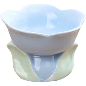 WAIT FLY Flower Shape Ceramic Raised Cat Bowl, Cat Food and Water Bowl, 8 OZ Pet Bowls for Cats and Dogs-Pink-1 PCS