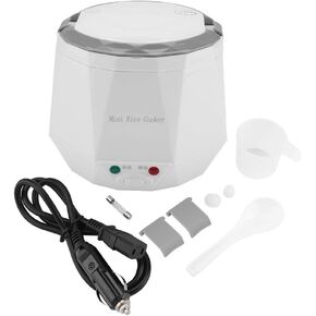 1.3 L Electric Portable Multifunctional Rice Cooker Non-stick Pot Keep Warm Food Steamer for Cars Home Student Dormitory for 1-2 People 12V 100W (White)
