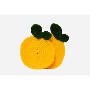 Lemon Coasters for Drinks Set of 2 Pcs Handmade Crochet, Cute and colorful Handmade Woven Coaster Set for Coffee Table Mug Cup Mat Tabletop Protection Home Décor Desk Decoration Gift for all occasions