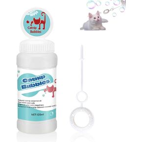 فقاعات النعناع البري من Ganbaro®، فقاعات القطط الشفافة غير السامة، فقاعات القطط التفاعلية لتحفيز القطط في الداخل والخارج، زجاجة مع عصا مدمجة 120 مل in Kuwait
