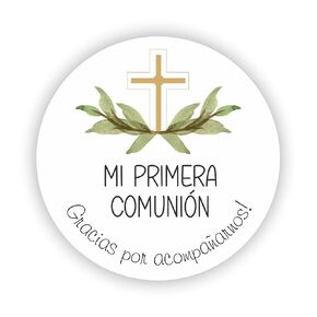 Spanish First Communion Stickers - Mi Primera Comunion, Gracias por acompañarnos Stickers - Thank you for Celebrating with me Stickers - Greenery Favor Labels- Set of 40 Stickers