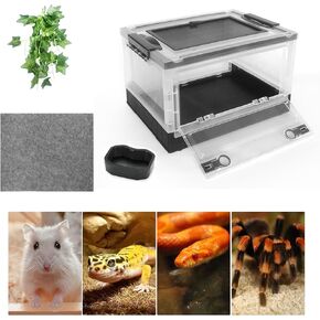 Reptile Terrariums Kit Foldable, Gecko Tank Reptile Cages Enclosure for Lizard Bearded Dragon Chameleon Snake Turtle Frog, Travel Tank Temp Tank for Reptile (White(15.6" x 11.6" x 9.4"))