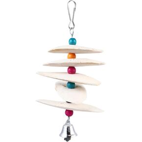 Small Bird Toys Cuttlefish Bone Bird Cuttlebone, Cuttlefish Bones with Bell Pet Natural Chew String Bite Toy Cuddle Bone for Parakeets Bird Parrot Parakeet Food Hanging Foraging Wall
