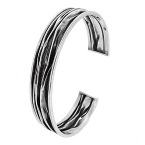 Women's Sil Bracelet - Chunky Statement 925 Sterling Silver Cuff Bangle Bracelet for Women Ladies Girls Crushed Style (20 MM)