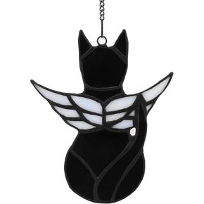 هدايا تذكارية للقطط من Angel Cat لفقد القطط، ديكورات معلقة على النوافذ من الزجاج الملون، ديكور أجنحة الملاك البيضاء لقطط الشمس، هدايا تعاطف القطط، هدايا تذكارية للقطط