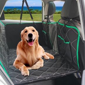 Back Seat Extender for Dogs, Dog Car Seat Cover for Back Seat Hard Bottom, Foldable 100% Waterproof Pet Hammock for Pet Travel Bed, Car Bed for Dogs, SUV, Sedan, Universal Size (Large)