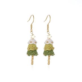 Handmade Crochet Blueberry Earrings with Leaves, Knitted Artificial Forever Flowers Pendant Earrings, 925 Sterling Silver, Lightweight Jewelry, Perfect Gift for Girlfriend Mom Women