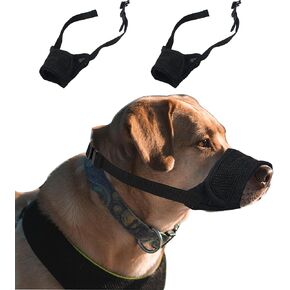 2PCS Dog Muzzle,Soft Nylon Muzzle for Small Medium Large Dogs Anti Biting Barking Chewing,Air Mesh Breathable Drinkable Adjustable Loop Anti-Dropping Pets Muzzle for German Shepherd Chihuahua (M)