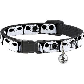Cat Collar Breakaway Nightmare Before Christmas 7 Jack Expressions Black White 8 to 12 Inches 0.5 Inch Wide
