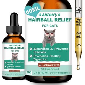 Hairball Treatment for Cats - Cat Hairball Remedy - with Natural Ingredients & Vitamins - Kitten Furball Treatment - Supports Skin & Coat, Digestion - Cat Grass Flavor