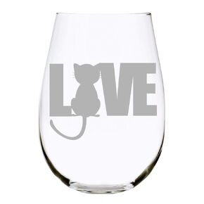 Cat LOVE stemless wine glass, 17 oz.