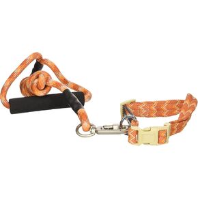 DOGHELIOS 'Dura-Tough' Easy Tension 3M Reflective Adjustable Multi-swivel Pet Dog Leash and Collar, Small, Pink