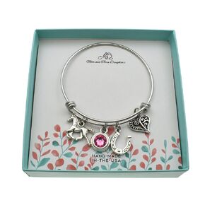 Horse Bangle Bracelet in Stainless Steel. Little Girls Jewelry. Horse Gifts. Horseshoe. Little Girls Jewelry. Little Girls Bracelet