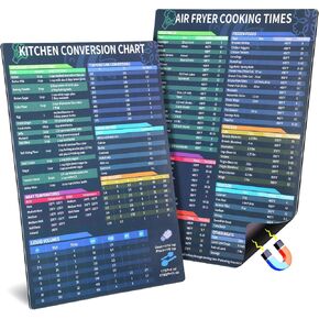 GeeRic Air Fryer Magnetic Cheat Sheet Set, 2 Pack Air Fryer Accessories Cook Times, Comprehensive Air Fryer Cooking Times Guide for Perfect Meals Every Time in Kuwait