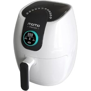 Momo Lifestyle Small Air Fryer 3.4 QT Ceramic Coated Teflon Free Compact Air Fryer 12 Preset Functions with One Touch Digital Wheel 1500W Dehydrate Defrost and Reheat Dishwasher Safe (Black Caviar)